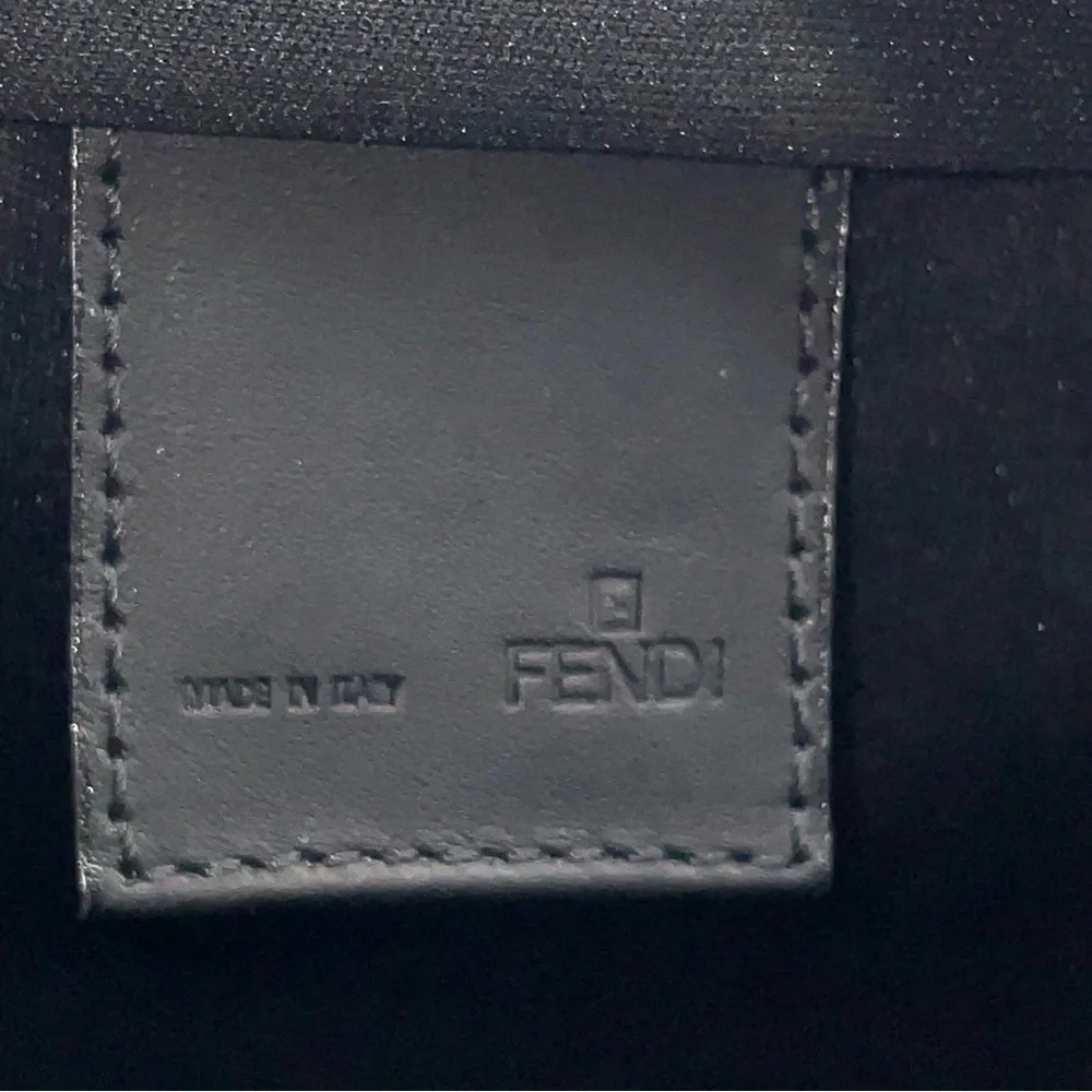 Authentic Fendi Zucchino Pattern Canvas Black x Beige Small Handbag - Picture 14 of 15